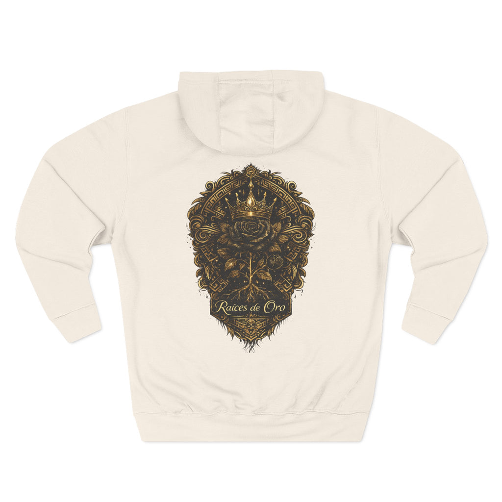 Raices de Oro Hoodie – 'Raices de Oro' Ornate Crown Graphic