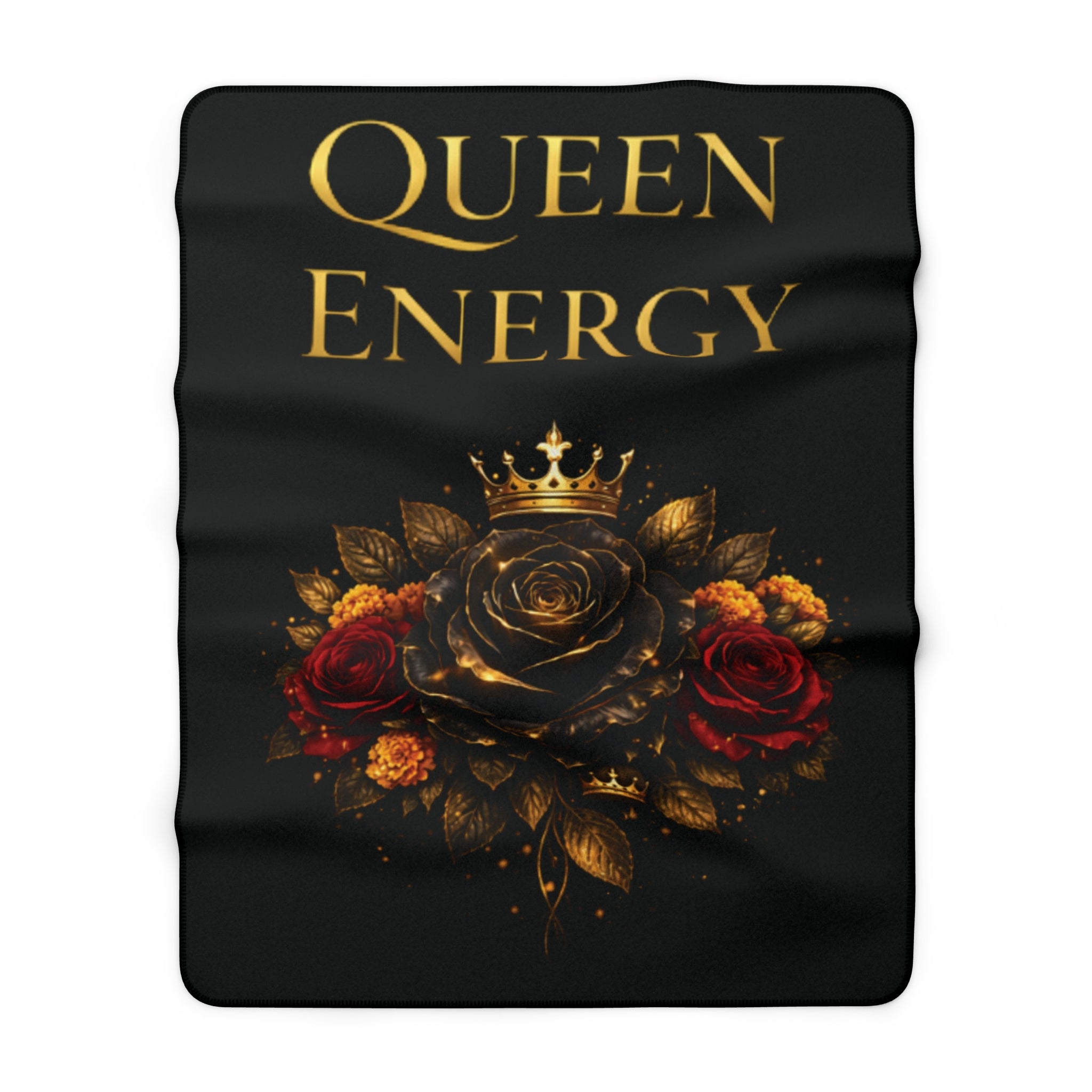 Queen Energy Sherpa Blanket — Luxurious Crown & Rose Fleece Throw