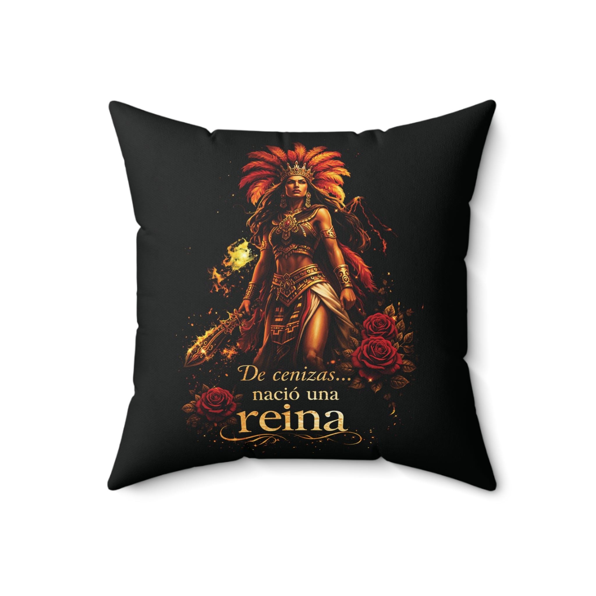 Reina Warrior Pillow — "De cenizas… nació una reina" Decorative Throw Pillow