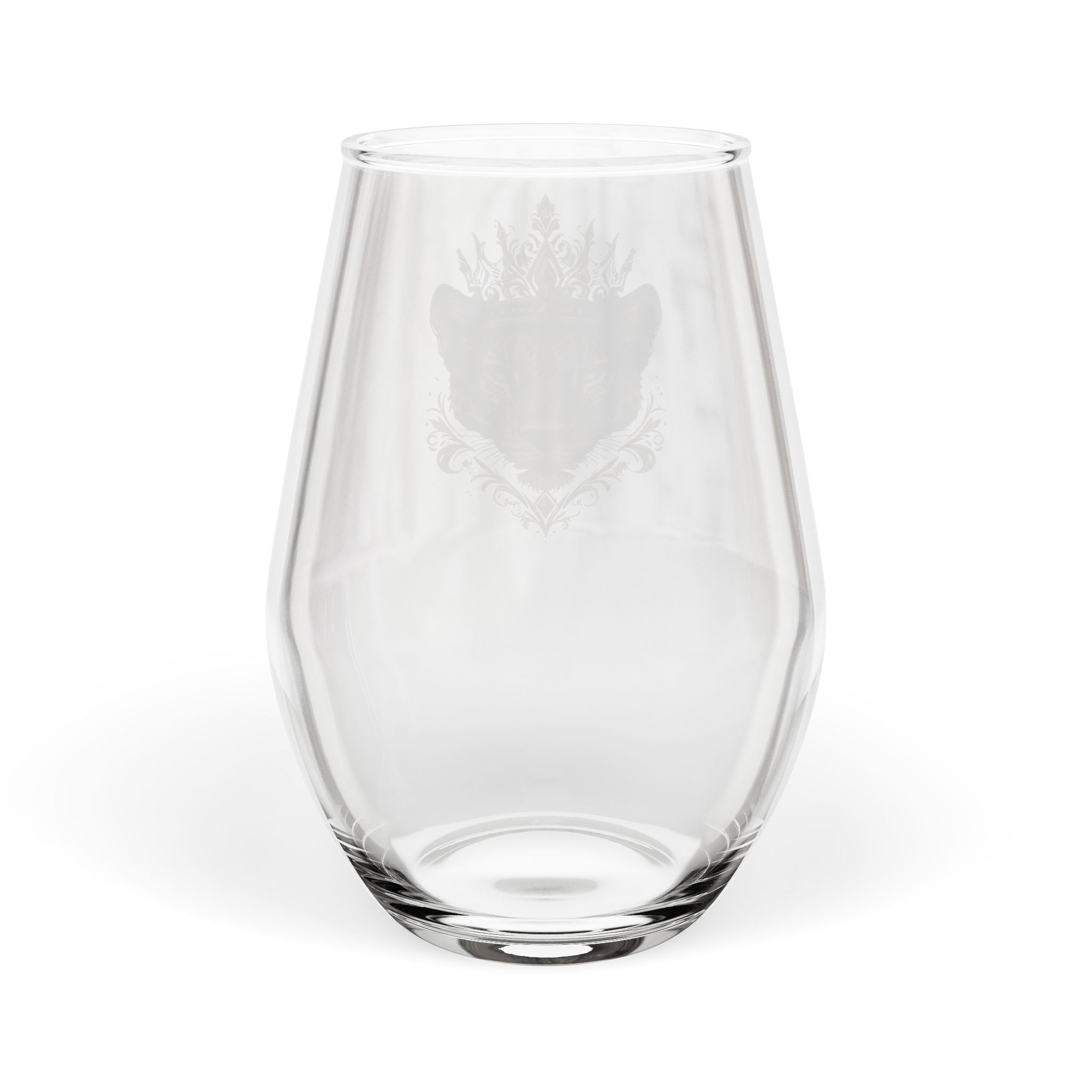 Jaguar Crown Stemless Wine Glass – Royal Animal Print 11.75oz