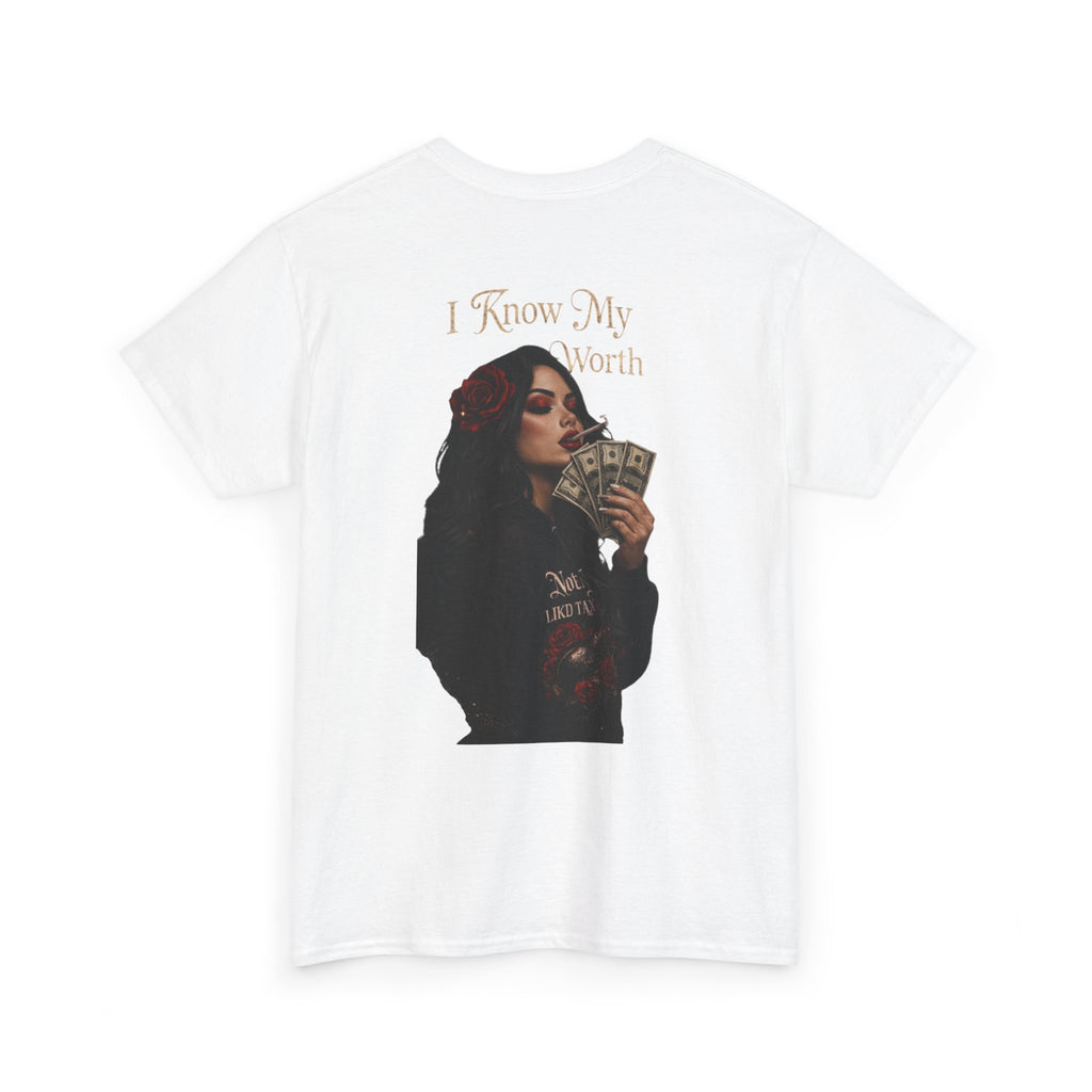 Graphic Tee — 'I Know My Worth' Rose Girl Money Design