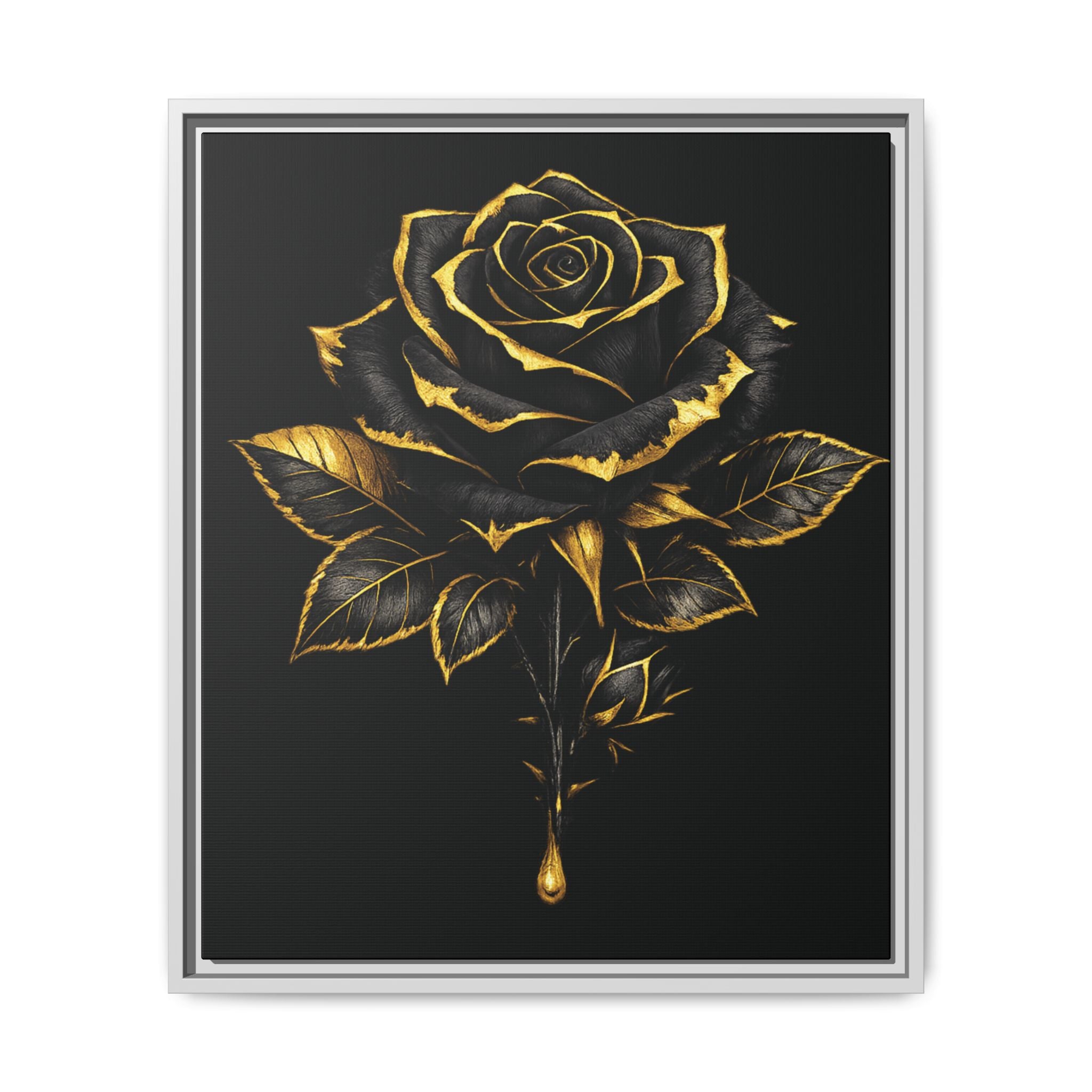 “Bloom Into Power – Gold Rose Canvas” Matte Canvas Wall Art