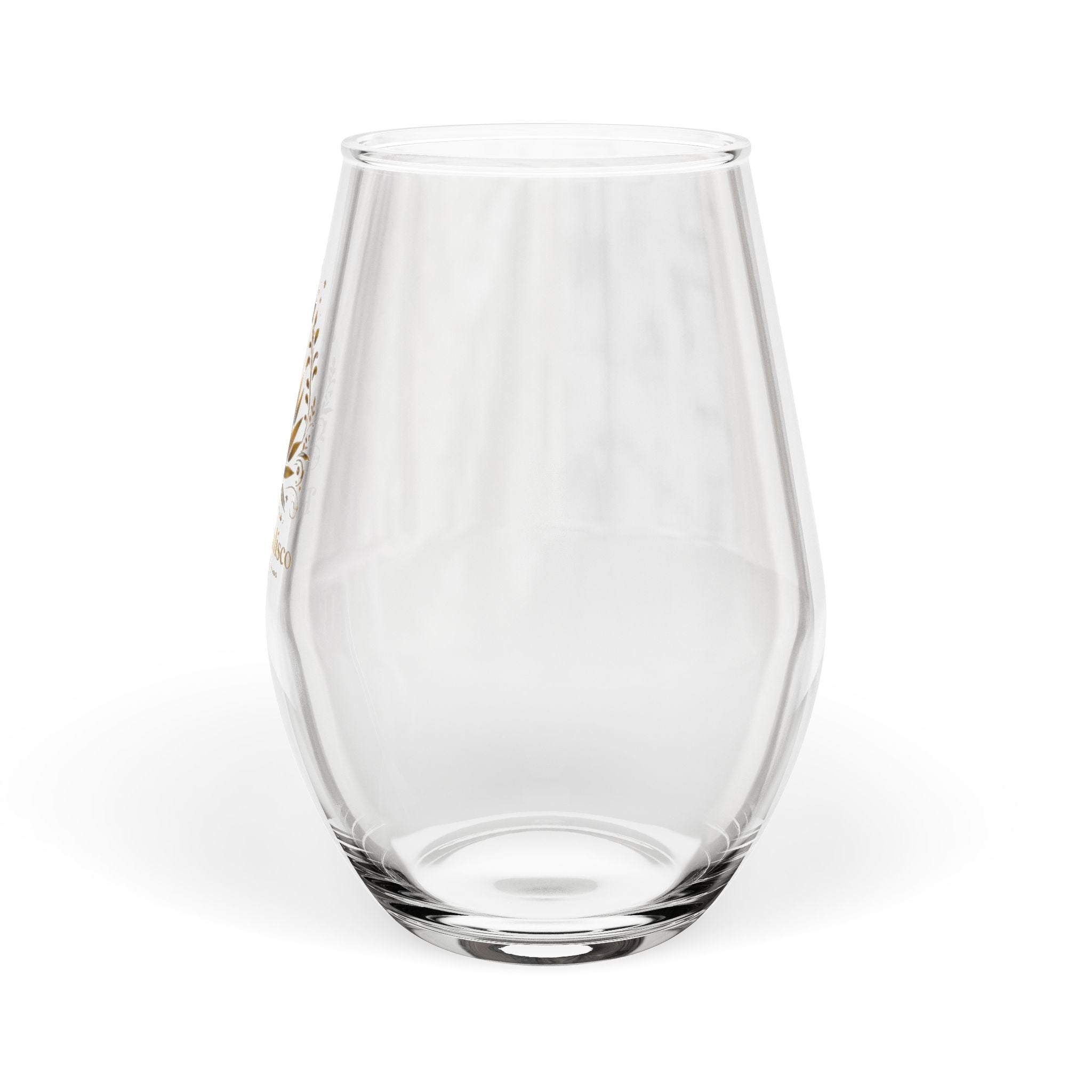 Stemless Wine Glass - "Raíces de Jalisco" Gold Agave Crest, 11.75 oz