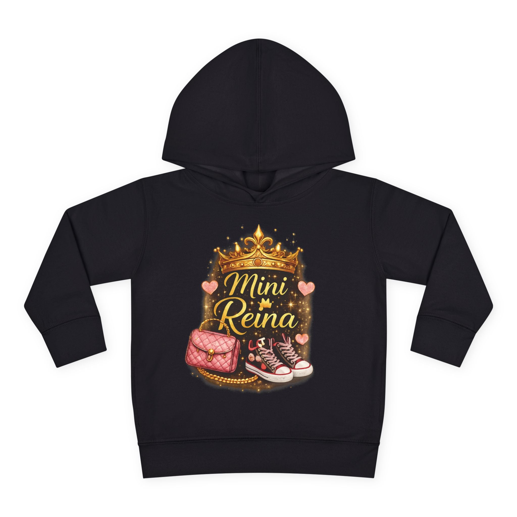 Toddler Hoodie - "Mini Reina" Crown & Shoes Pullover for Baby Girls