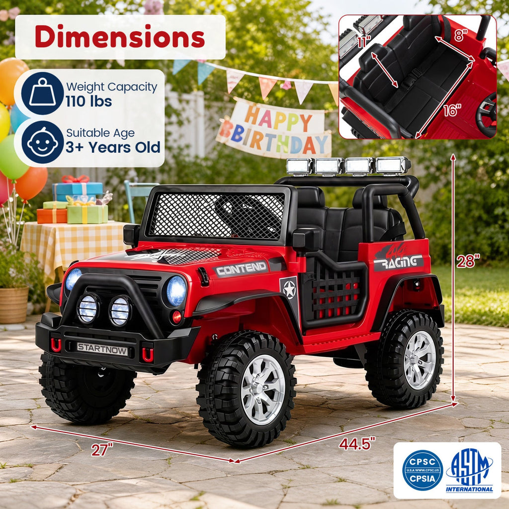 12V Two-Seater Kids' Electric Ride-On Car with Remote