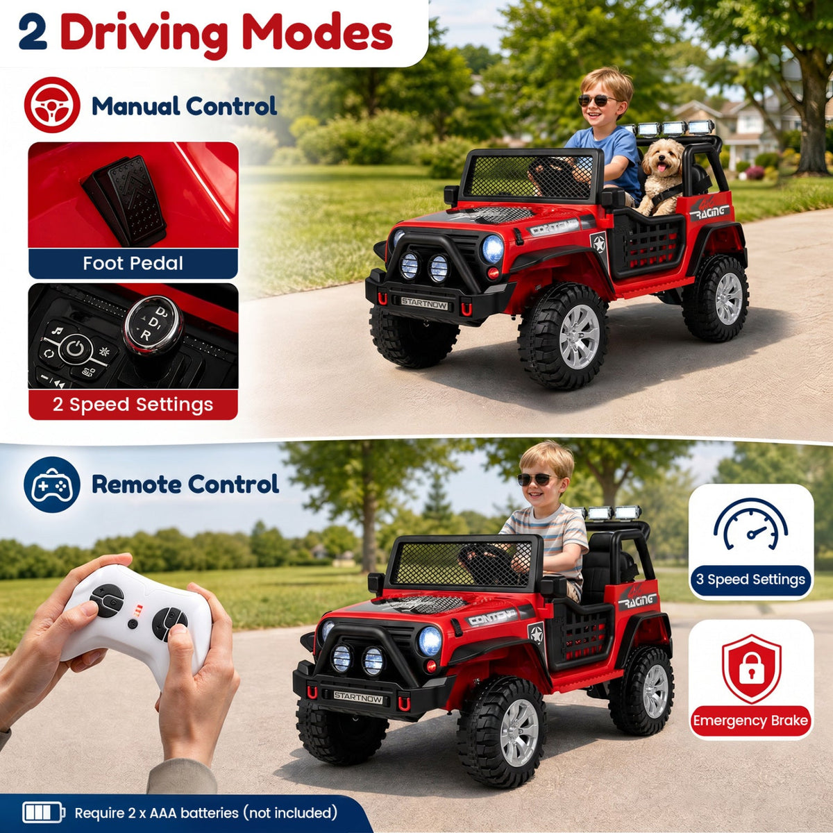 12V Two-Seater Kids' Electric Ride-On Car with Remote