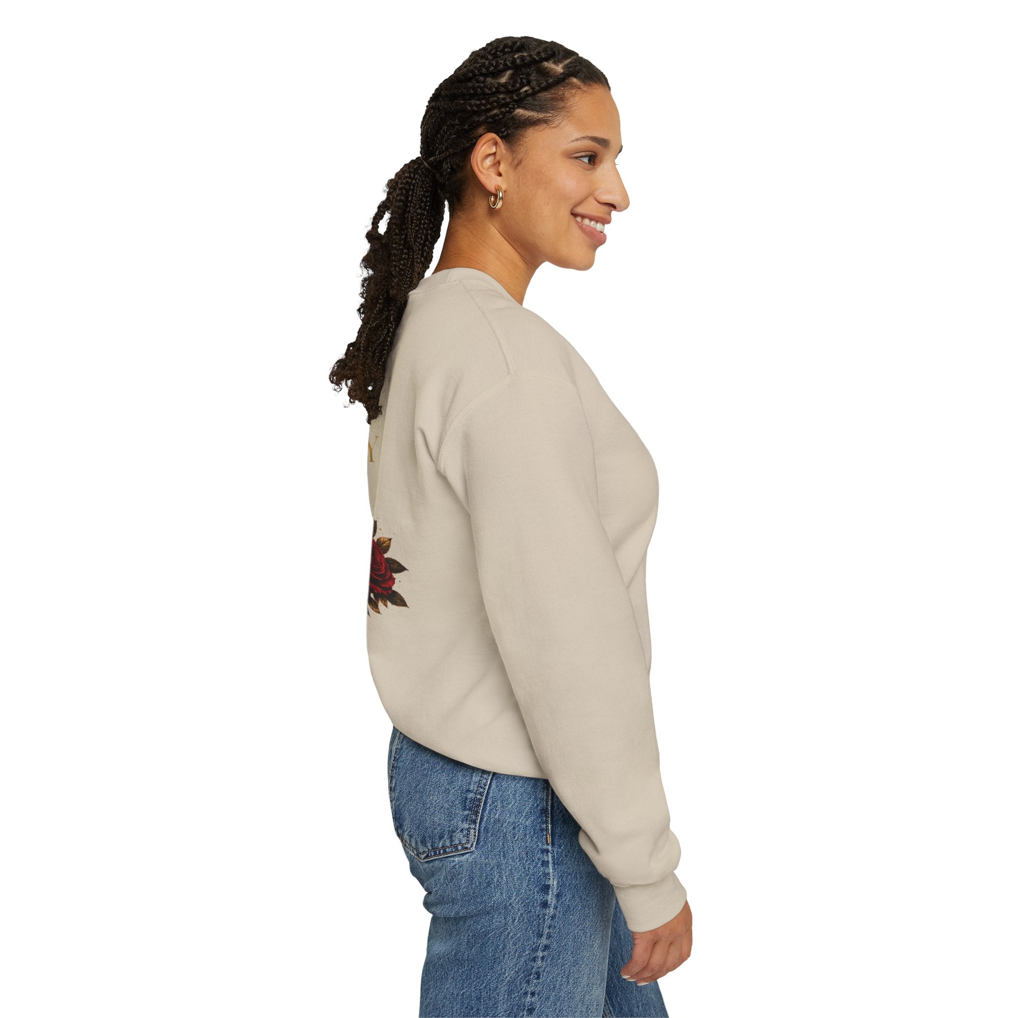 Queen Energy Crewneck Sweatshirt — Floral Crown Rose Graphic