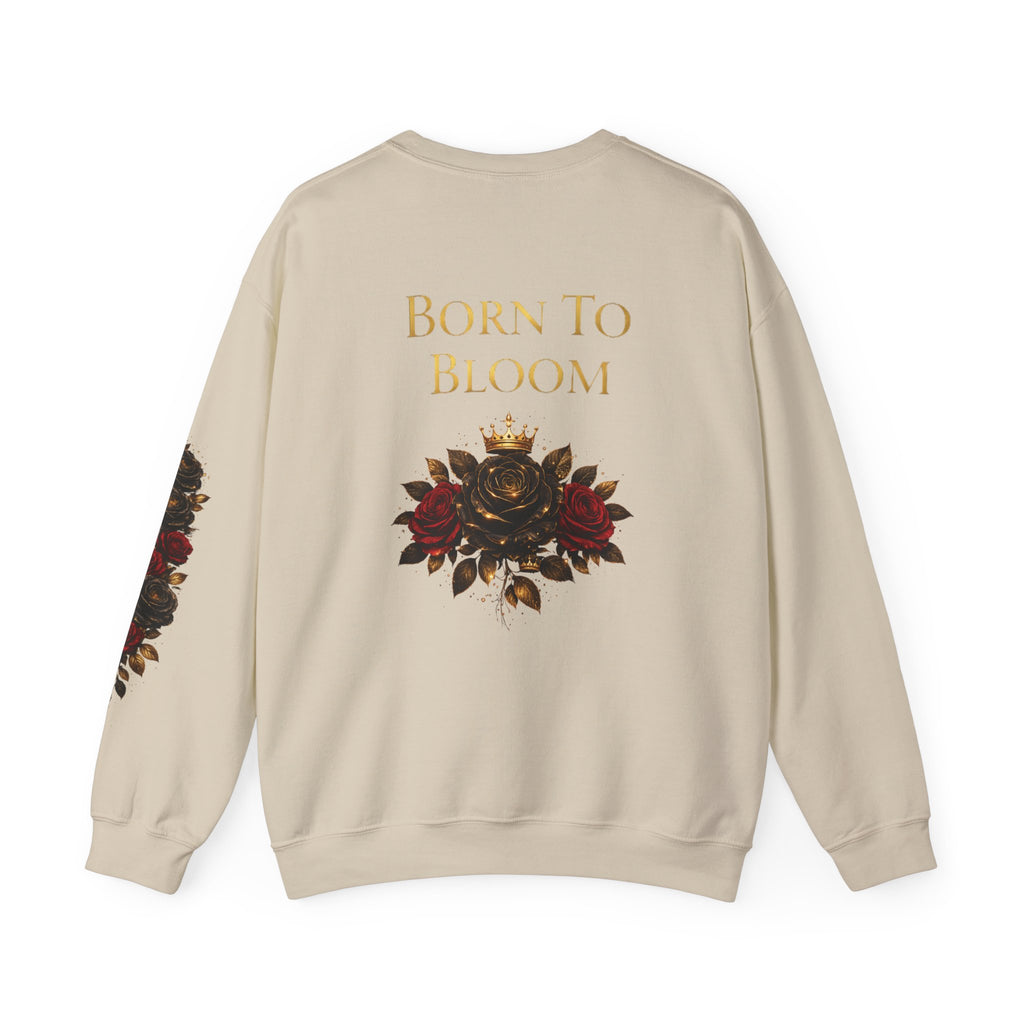Born to Bloom Crewneck Sweatshirt — Floral Crown Rose Graphic