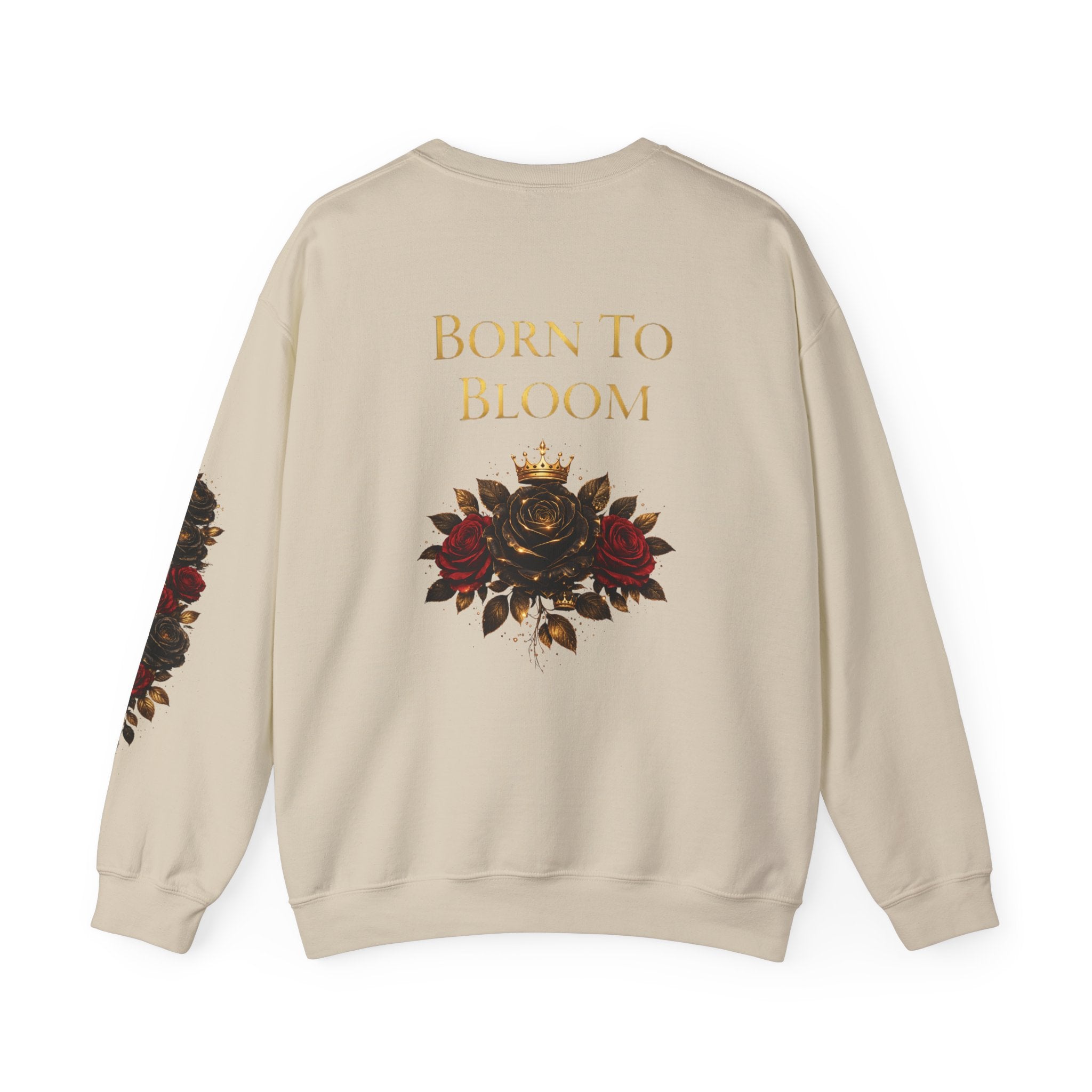 Born to Bloom Crewneck Sweatshirt — Floral Crown Rose Graphic