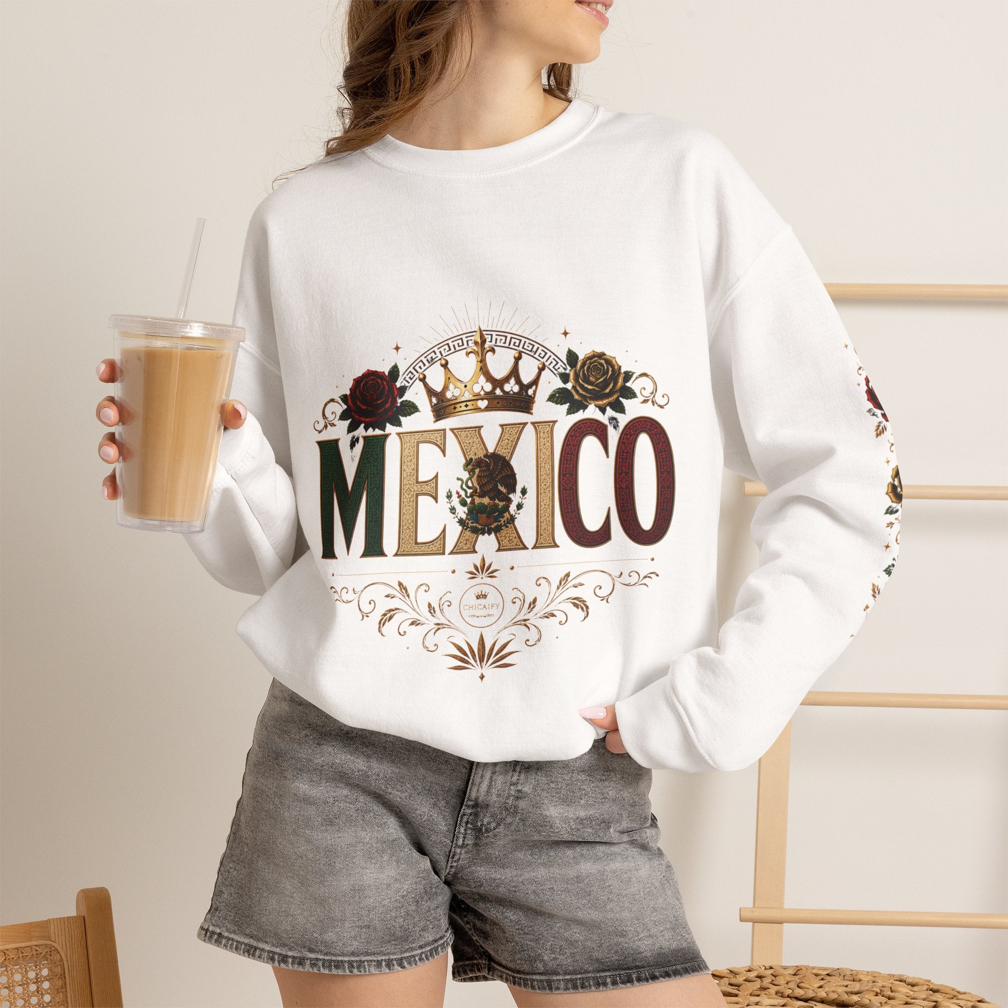 Orgullo Mexicano Crewneck Sweatshirt - Viva México Graphic Pullover