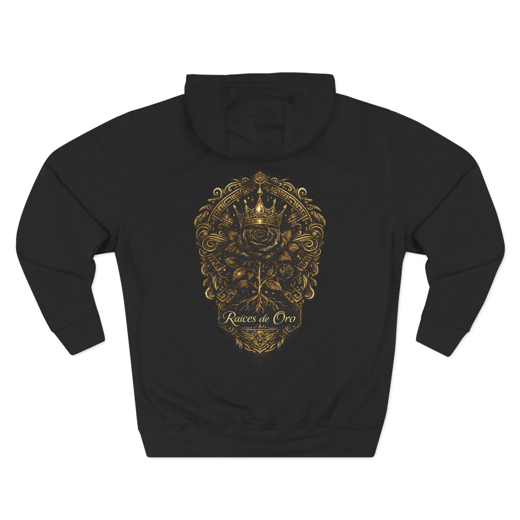 Raices de Oro Hoodie – 'Raices de Oro' Ornate Crown Graphic
