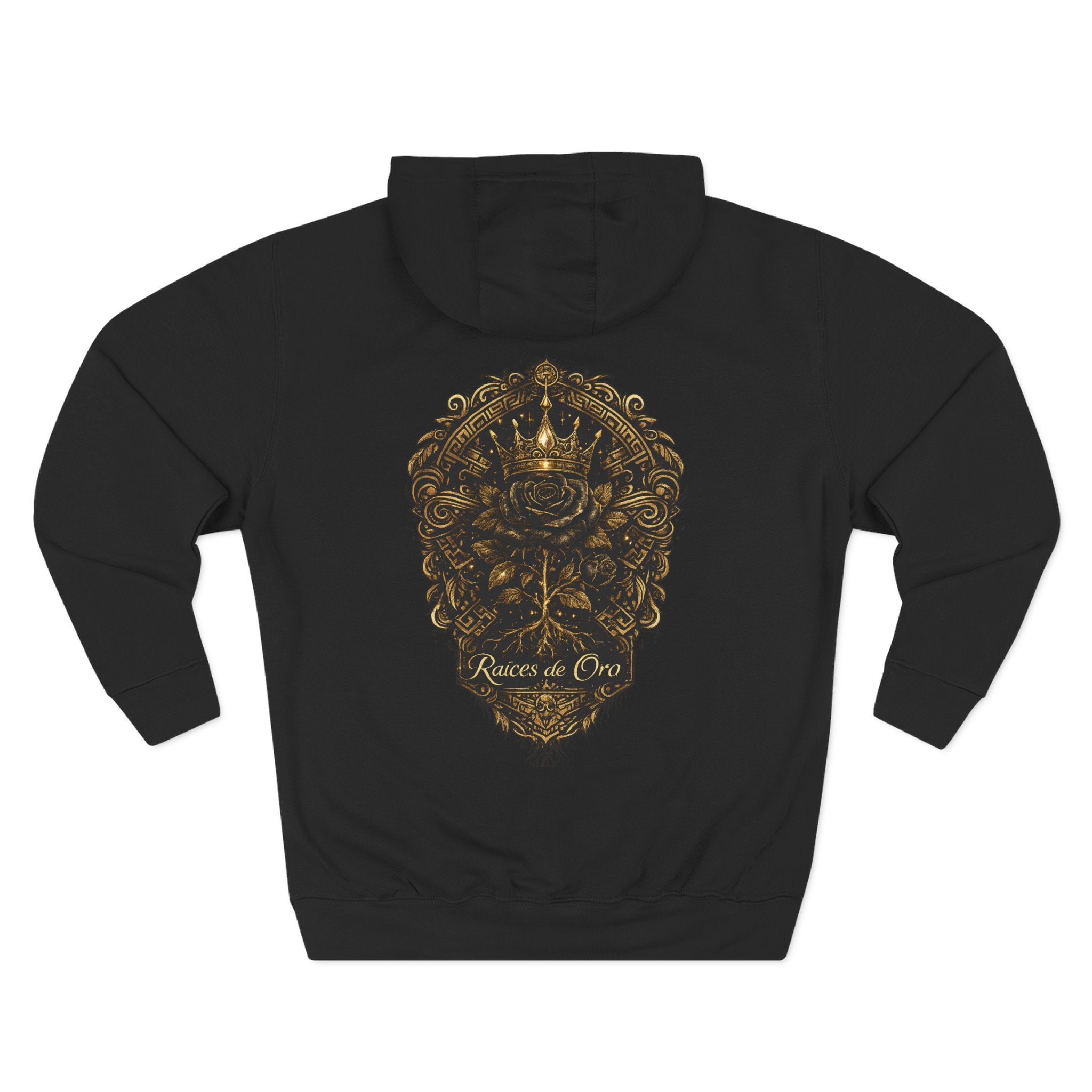 Raices de Oro Hoodie – 'Raices de Oro' Ornate Crown Graphic
