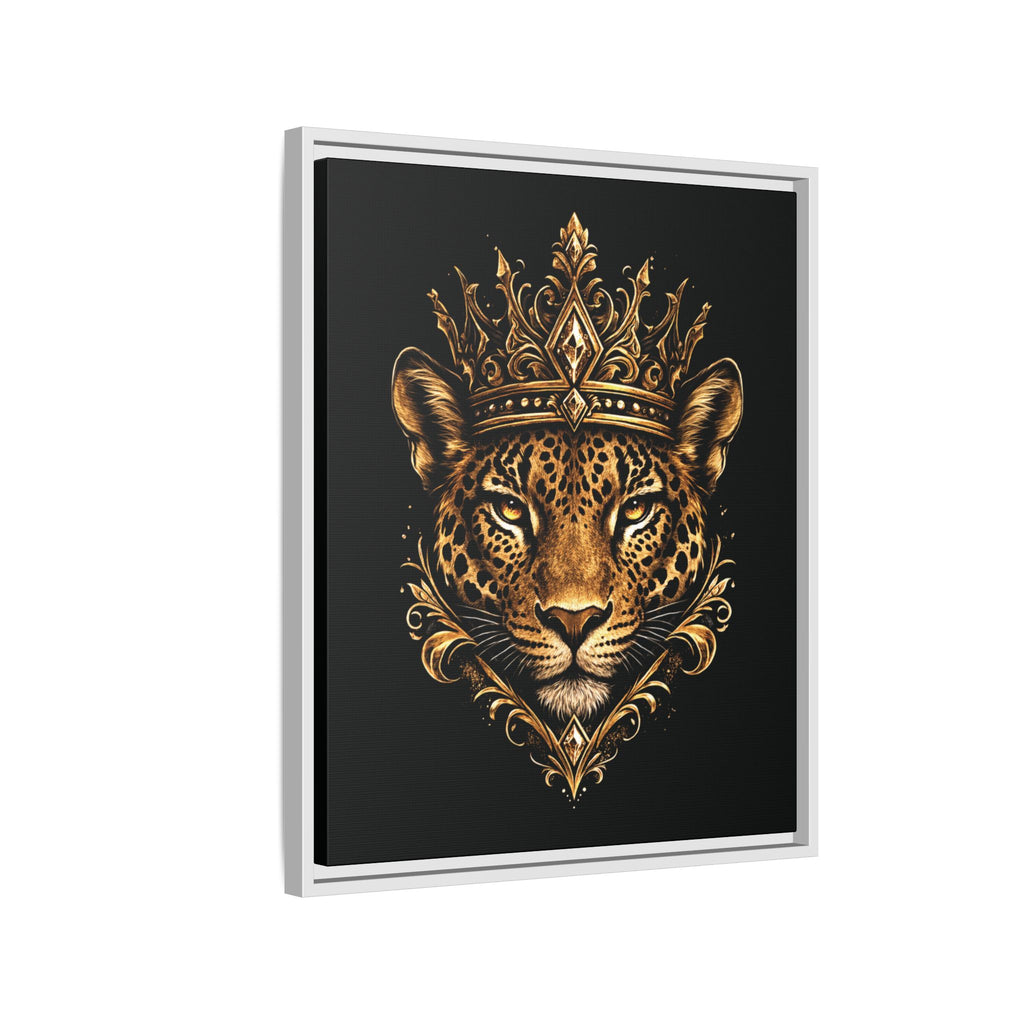 Golden Crowned Jaguar Matte Framed Canvas