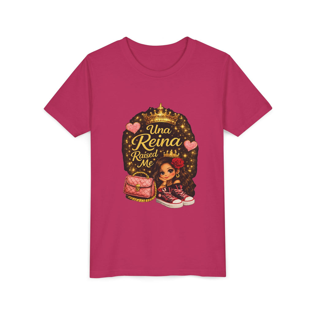 Youth Tee - "Una Reina Raised Me" Cute Princess Graphic Kids Shirt