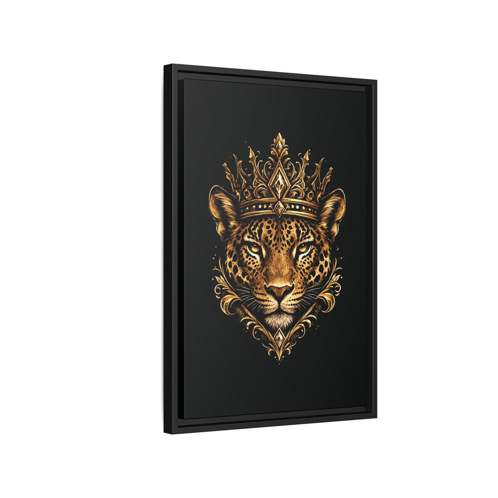Golden Crowned Jaguar Matte Framed Canvas