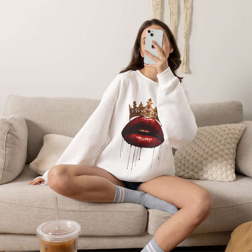 Crowned Lips Graphic Crewneck Sweatshirt