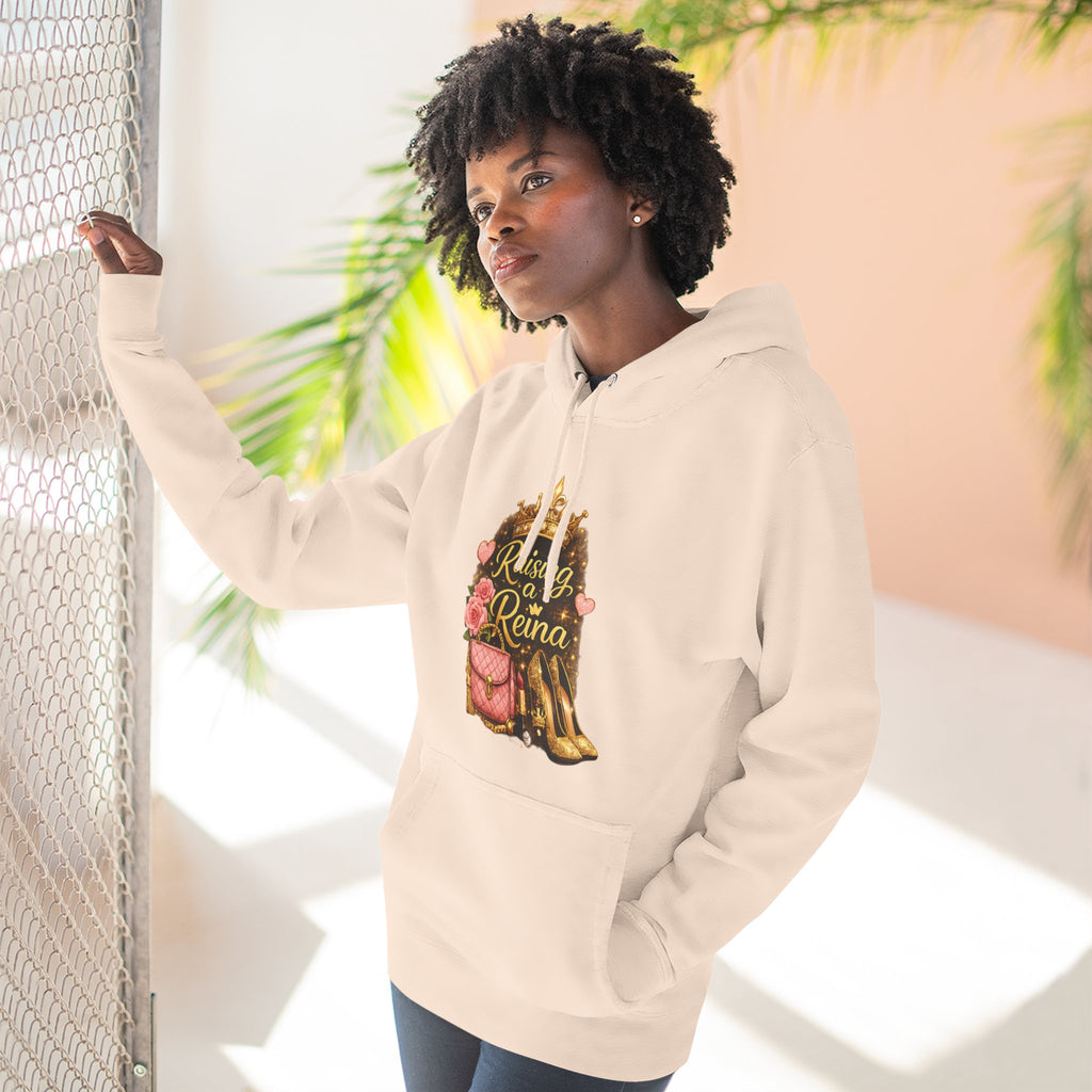 Raising a Reina Hoodie — Floral Crown Heels Mom Empowerment Pullover