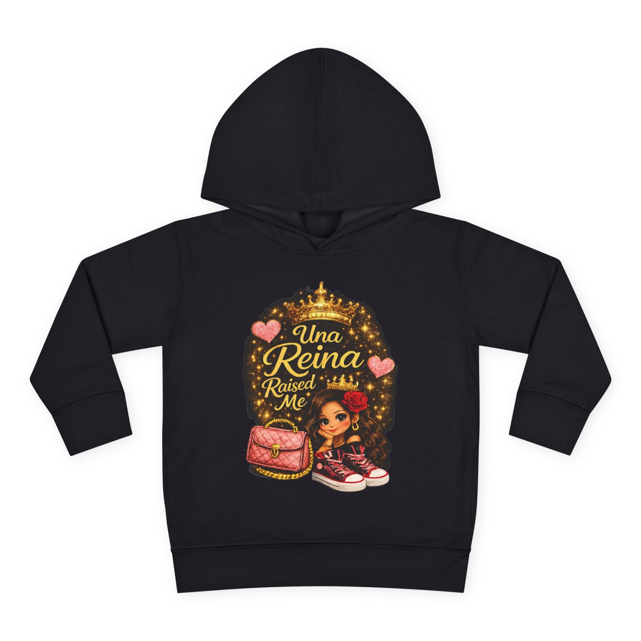 Toddler Hoodie — "Una Reina Raised Me" Cute Princess Pullover for Little Girls