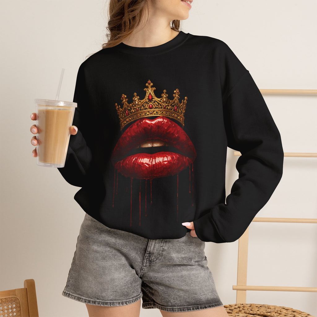Crowned Lips Graphic Crewneck Sweatshirt