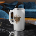 Frosted Glass Beer Mug — Regal Jaguar Crown Design