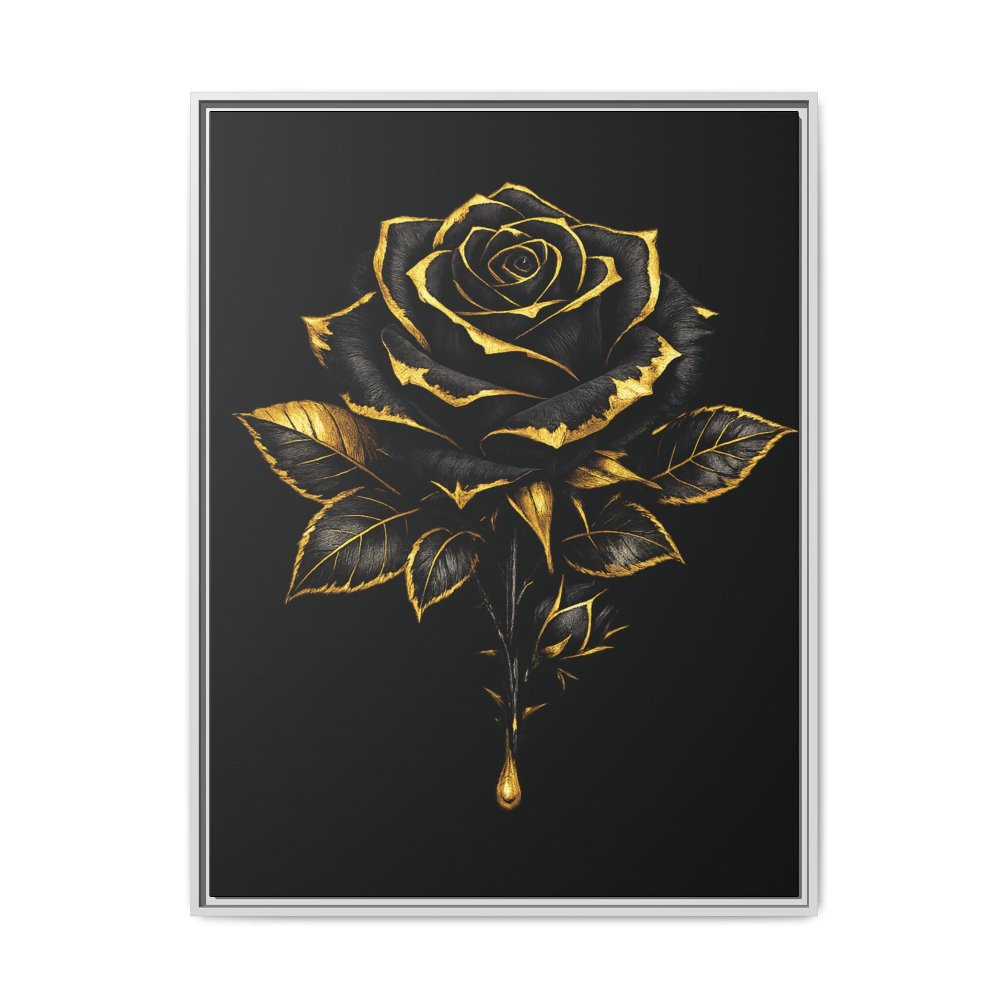 “Bloom Into Power – Gold Rose Canvas” Matte Canvas Wall Art
