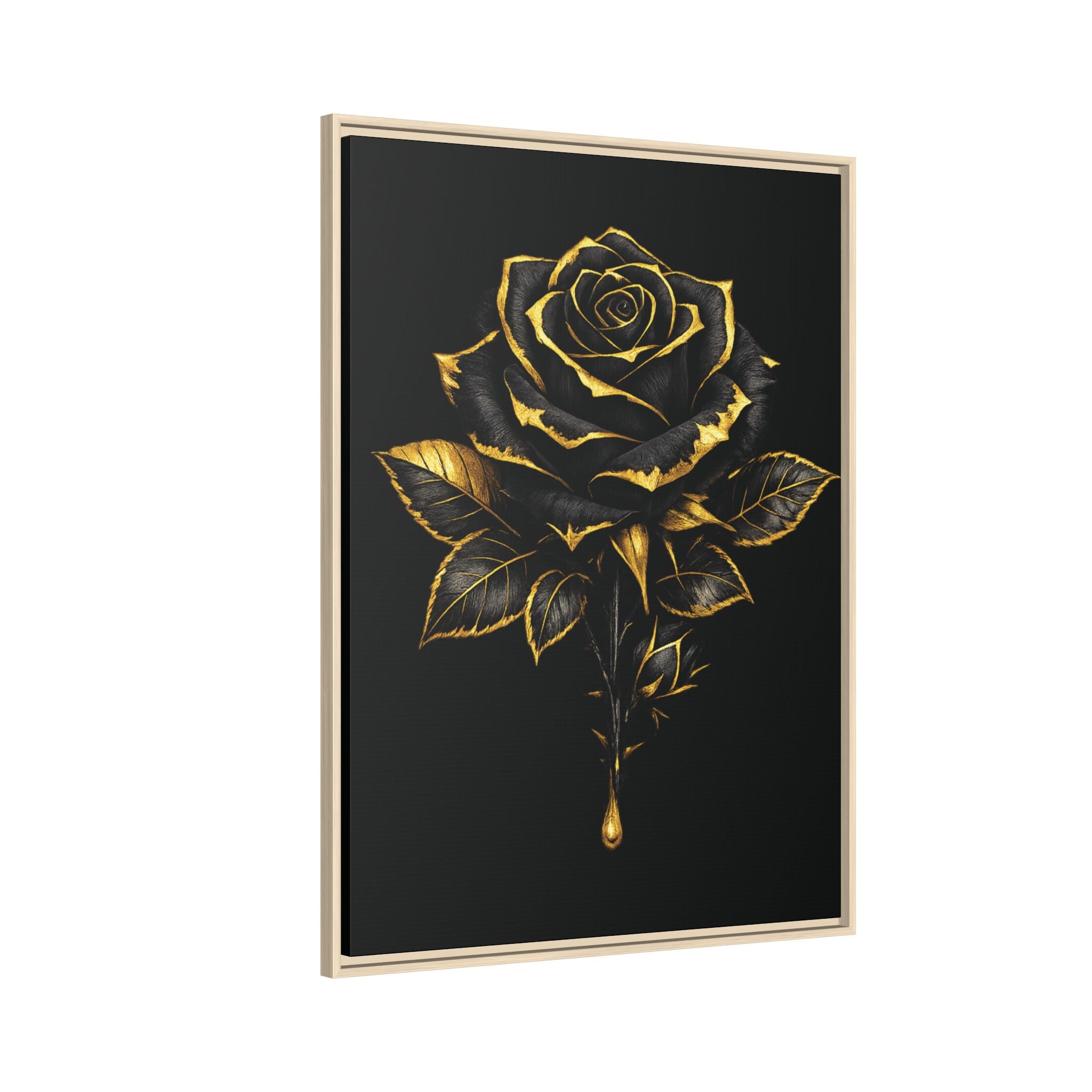 “Bloom Into Power – Gold Rose Canvas” Matte Canvas Wall Art