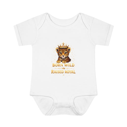 Baby Bodysuit – “Born Wild Raised Royal” Jaguar Cub Graphic Infant Onesie