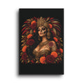 Reina Azteca: Entre Rosas y Cempasúchil | Framed Canvas Art