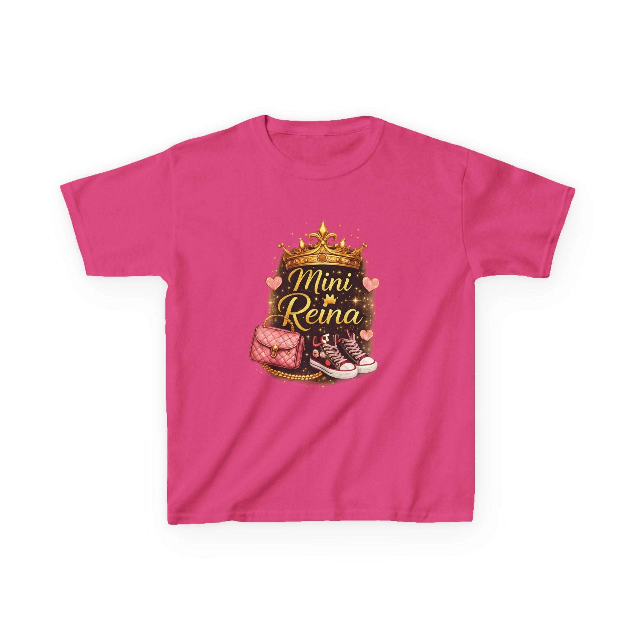 Kids Tee — "Mini Reina" Crown & Shoes Graphic