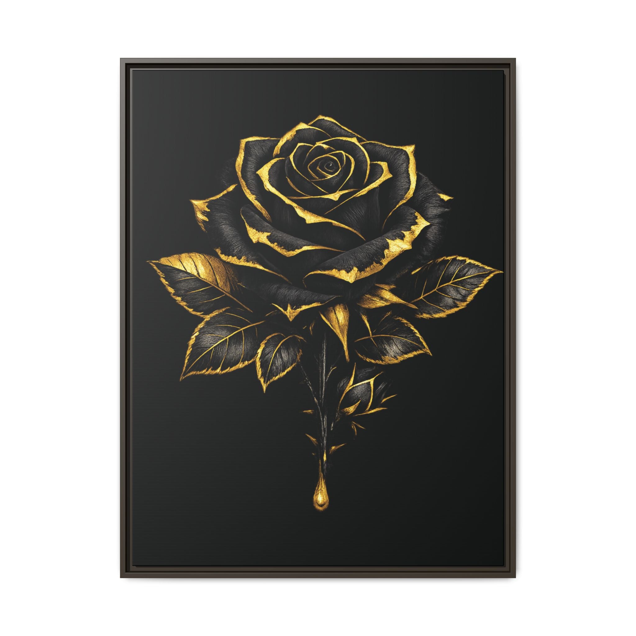 “Bloom Into Power – Gold Rose Canvas” Matte Canvas Wall Art
