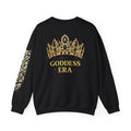 Goddess Era Crown sweatshirt |Black crewneck with gold crown and Talavera sleeve