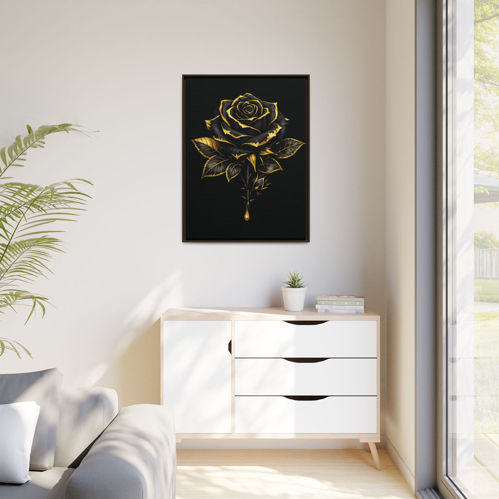 “Bloom Into Power – Gold Rose Canvas” Matte Canvas Wall Art