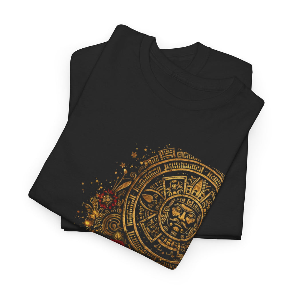 Reina Azteca T‑Shirt — Aztec Sunstone & Rose Graphic Tee —