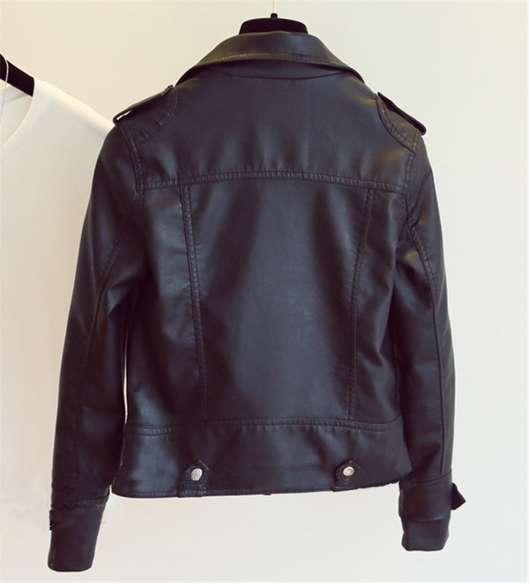 Spring and Autumn fashion women's slim fit lapel motorcycle leather jacket jacket