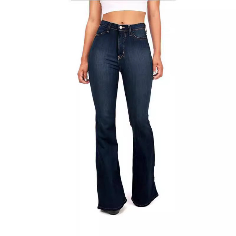Stretch slim fit wide leg jeans for women
