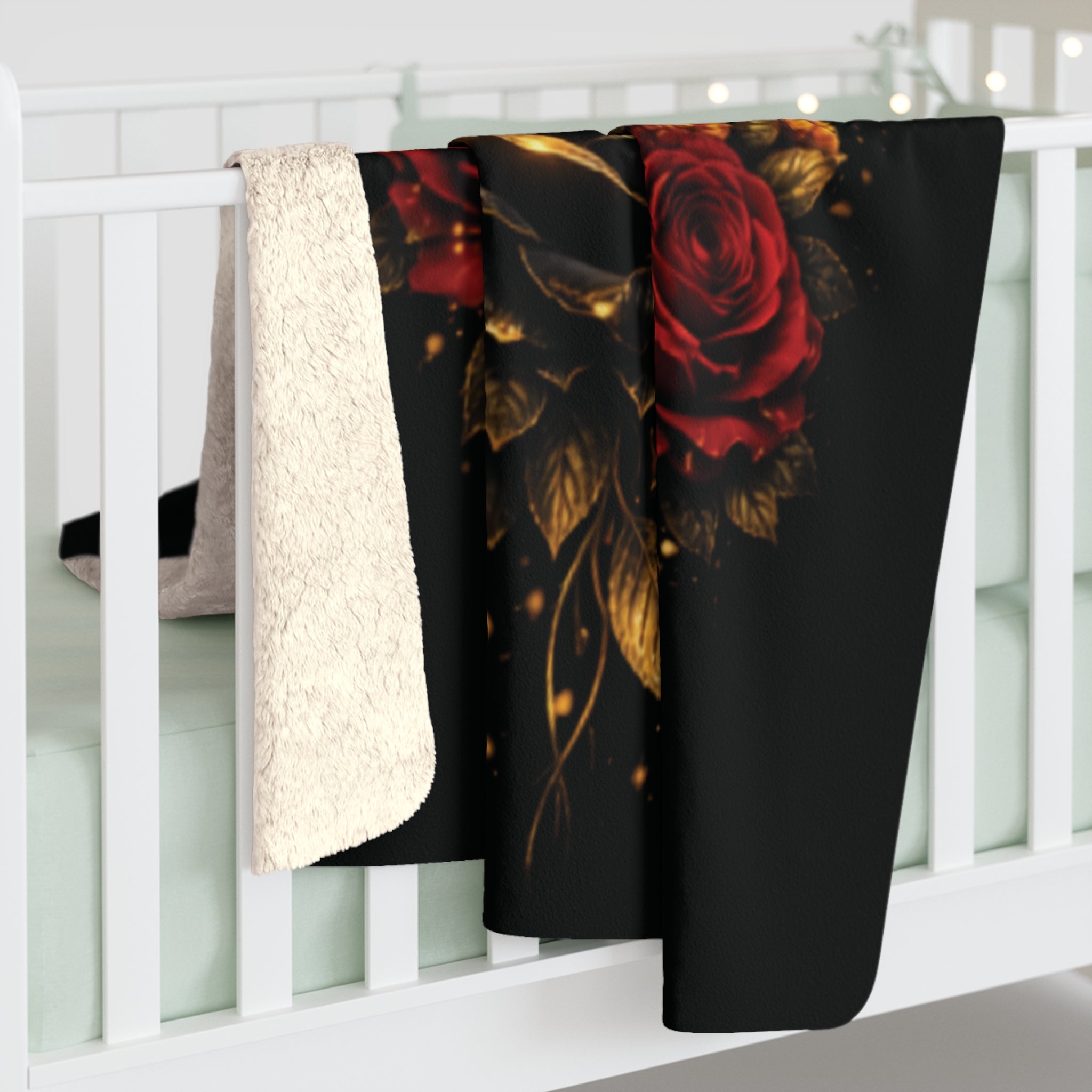 Queen Energy Sherpa Blanket — Luxurious Crown & Rose Fleece Throw