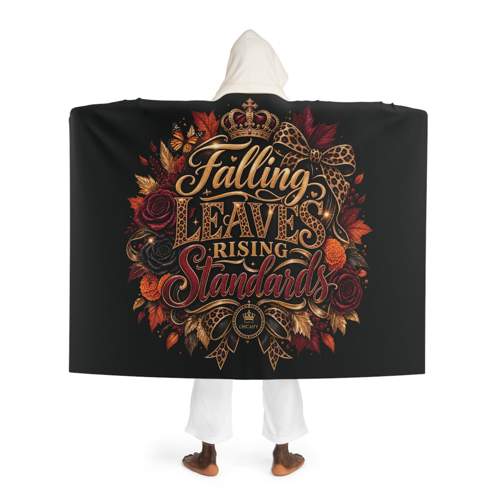 Falling Leaves, Rising Standards Hooded Sherpa Fleece Blanket