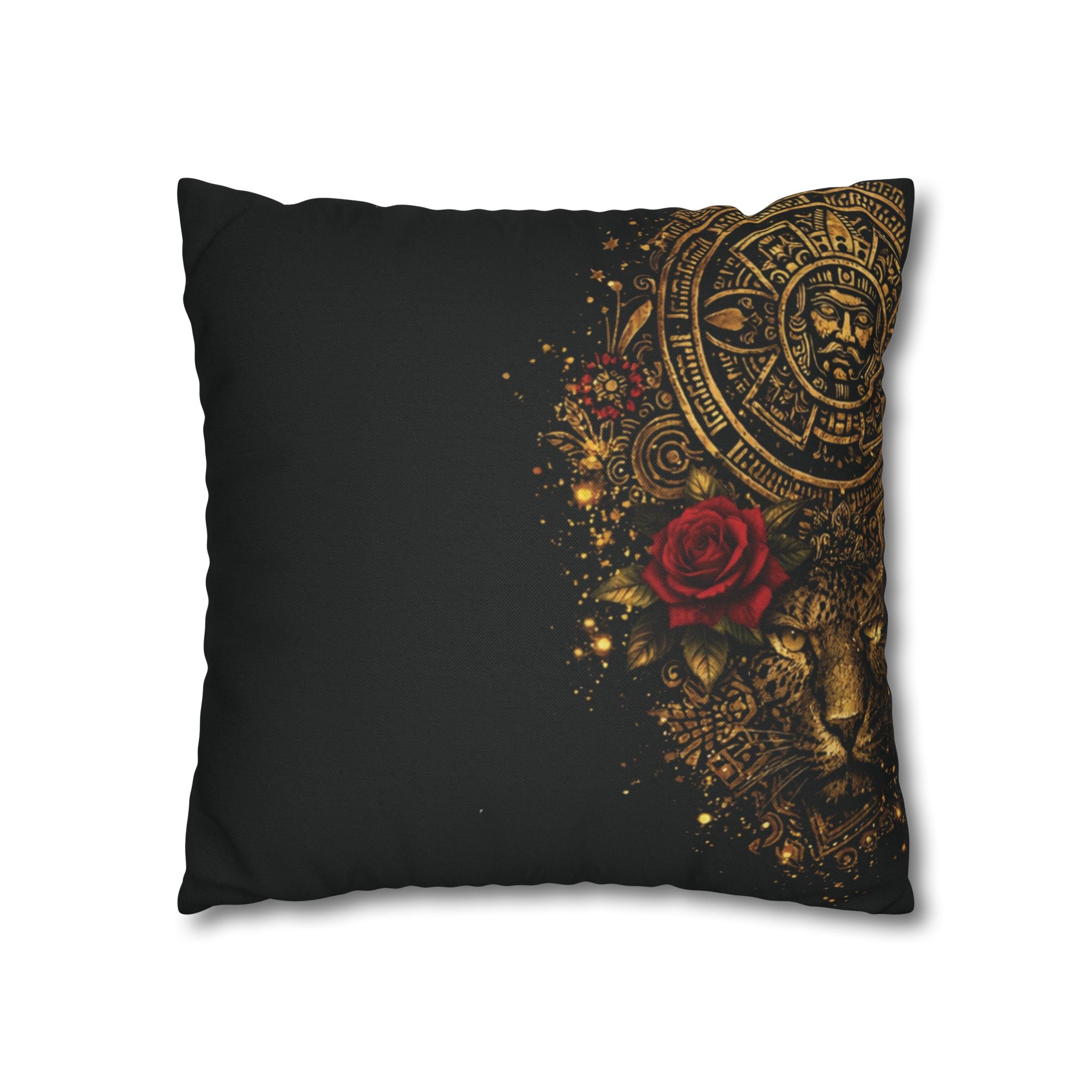 Reina Azteca Pillowcase — Rose Decorative Throw Pillow
