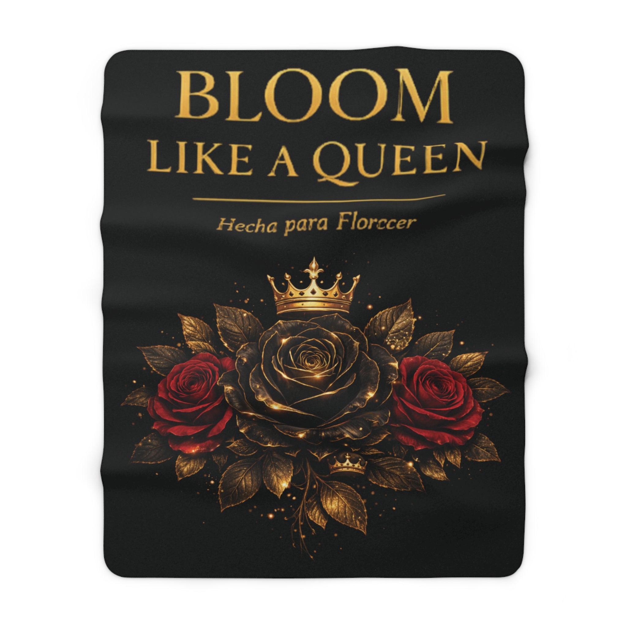 Bloom Like a Queen Sherpa Blanket — Floral Crown Throw with Spanish "Hecha para Florecer"
