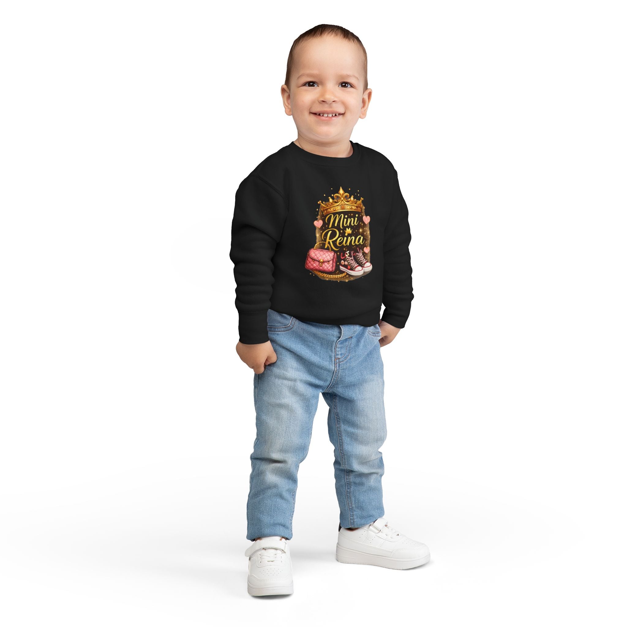 Mini Reina Toddler Sweatshirt — Cute Crown, Sneakers & Purse Kids Pullover