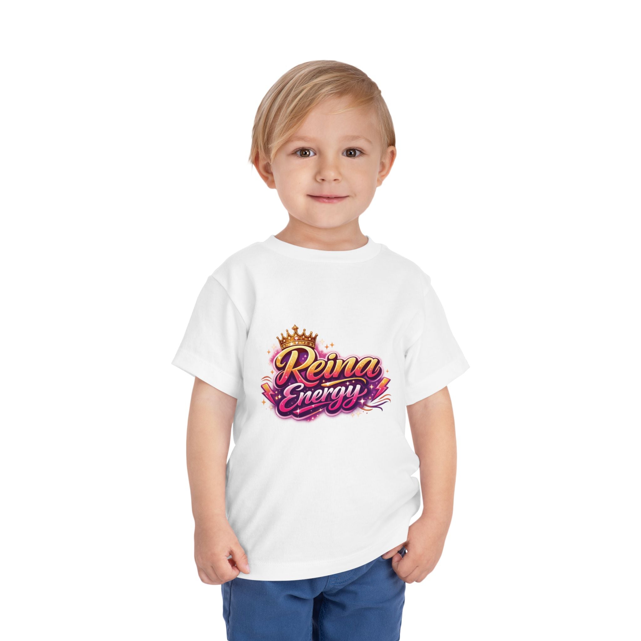 Reina Energy toddler tee | Crown script logo, pink purple gradient
