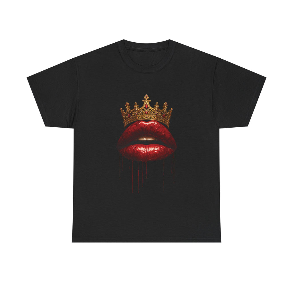 Crown Kiss T‑Shirt — Dripping Red Lips Graphic Tee