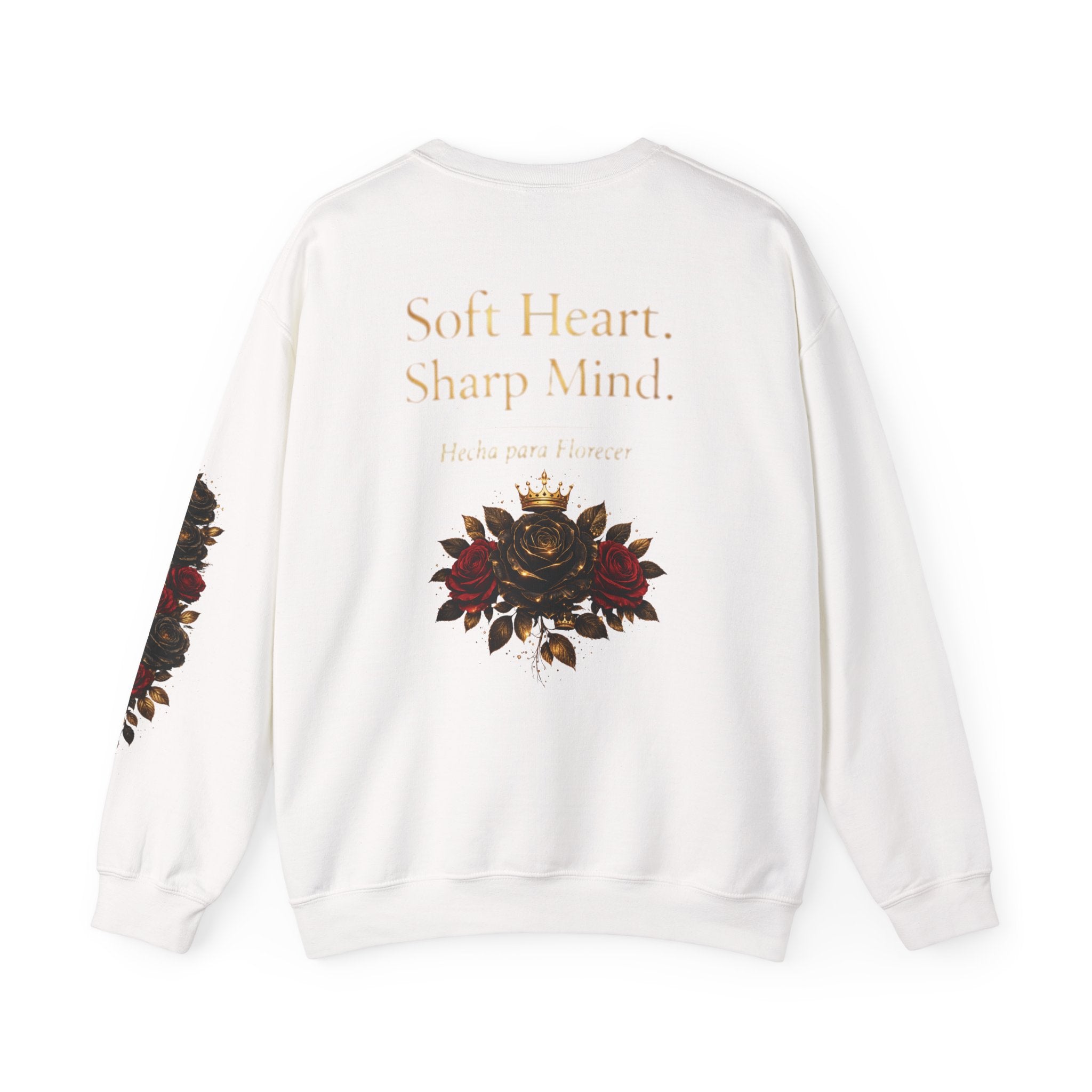“Soft Heart. Sharp Mind.” Floral Crest Crewneck