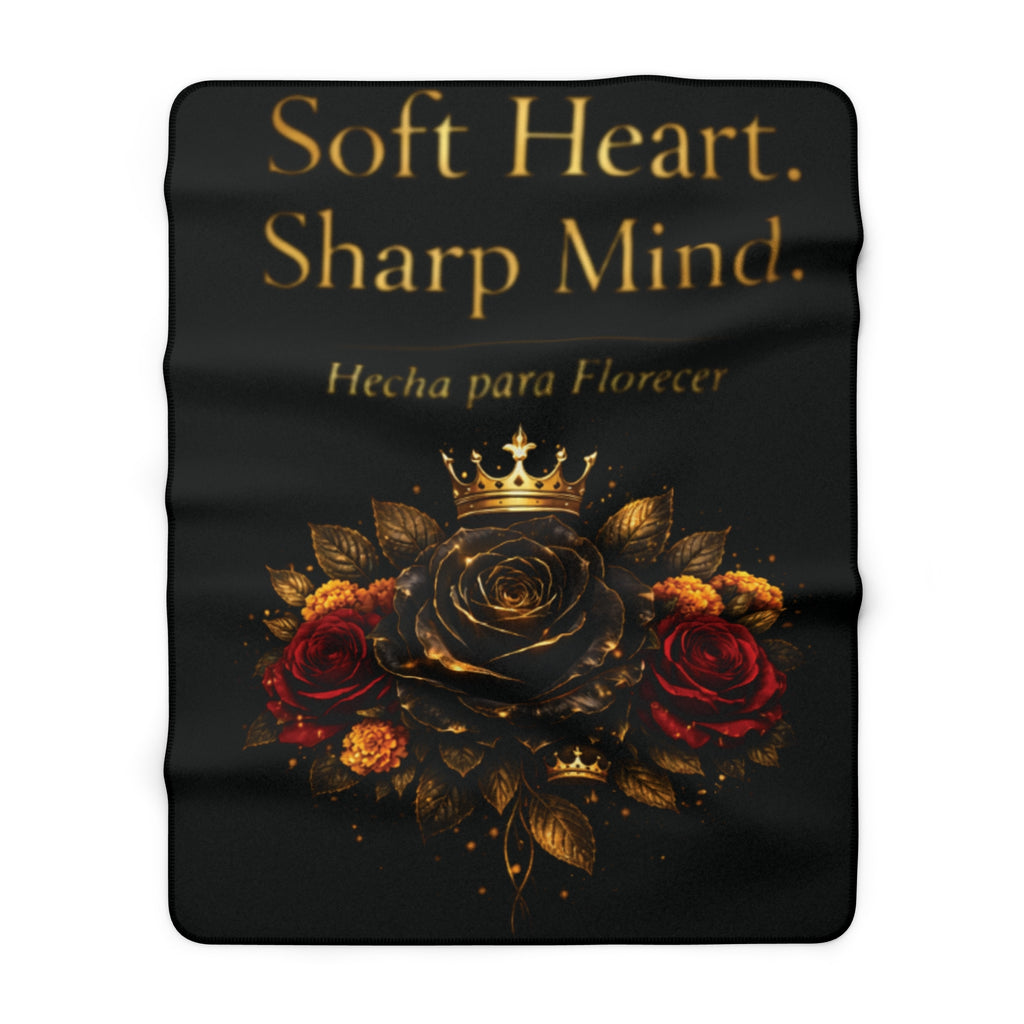 Soft Heart Sharp Mind Sherpa Blanket – Crown & Rose Luxe Throw (Hecha para Florecer)