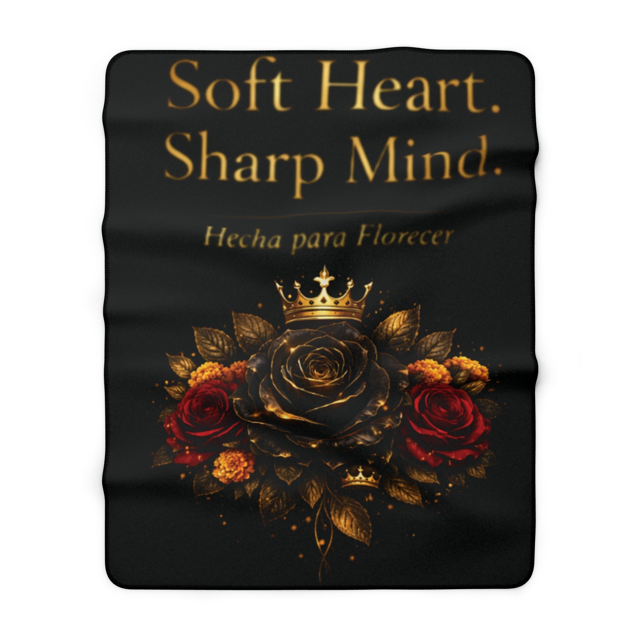 Soft Heart Sharp Mind Sherpa Blanket – Crown & Rose Luxe Throw (Hecha para Florecer)
