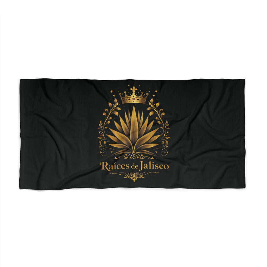 Beach Towel - Raíces de Jalisco Gold Agave Crown Design