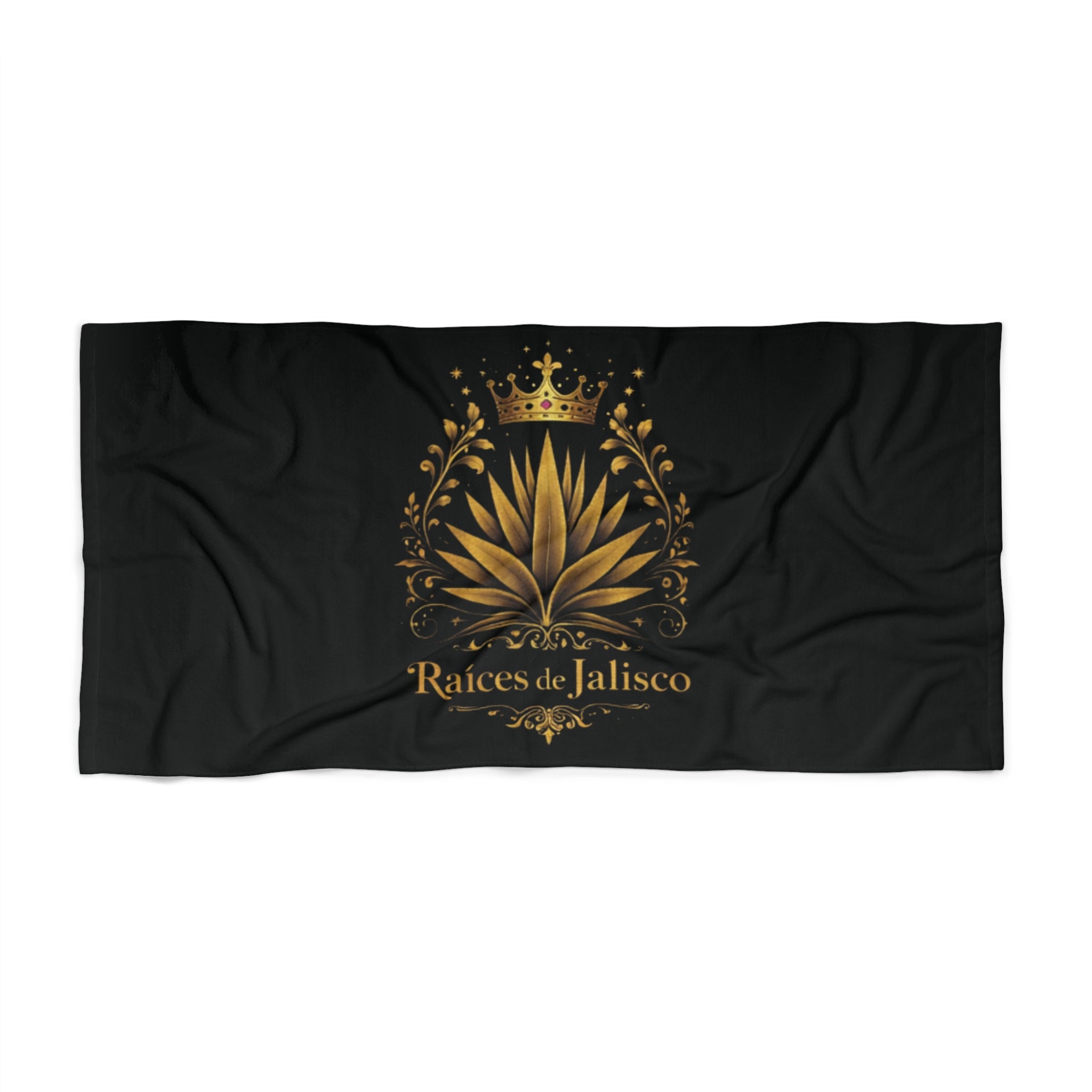 Beach Towel - Raíces de Jalisco Gold Agave Crown Design