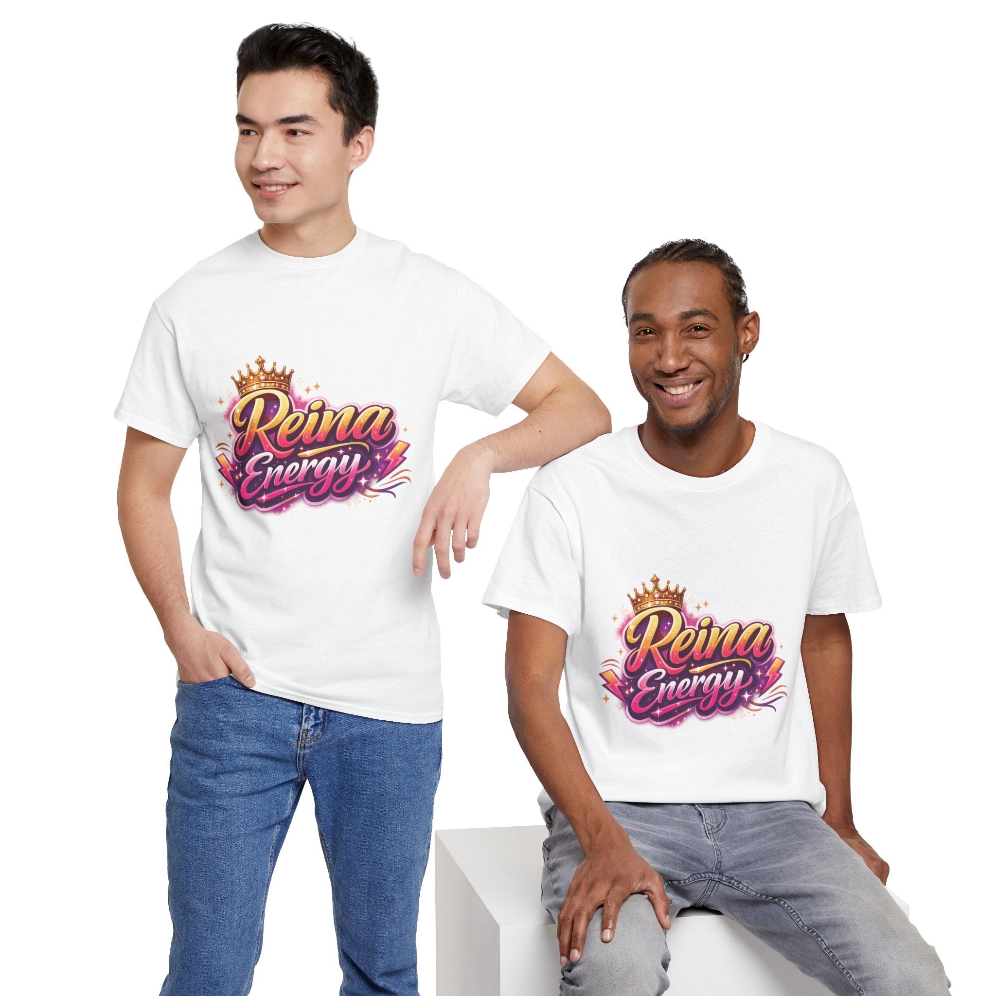 Reina Energy Tee | Crown Script Logo, Vibrant Retro Colors