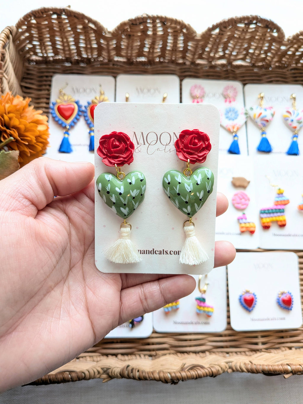 Corazón de Nopal Earrings 🌵🌹