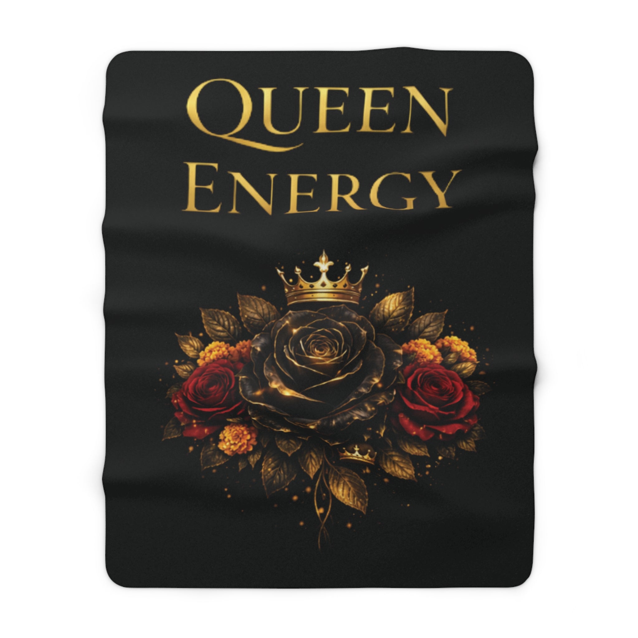 Queen Energy Sherpa Blanket — Luxurious Crown & Rose Fleece Throw
